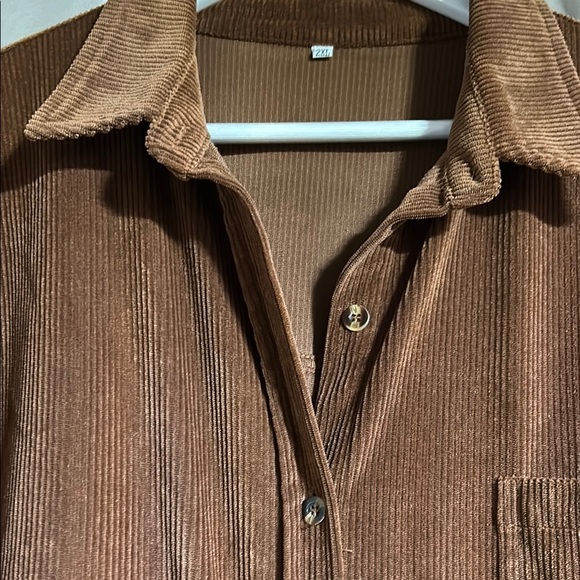 Brown Corduroy Button-Up Shirt - Picture 5 of 5
